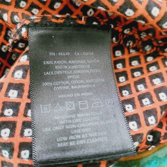 Maeve‎ Anthropologie Blouse 4 Black Multi Floral Tie Button Front V-Neck Top - Picture 7 of 8